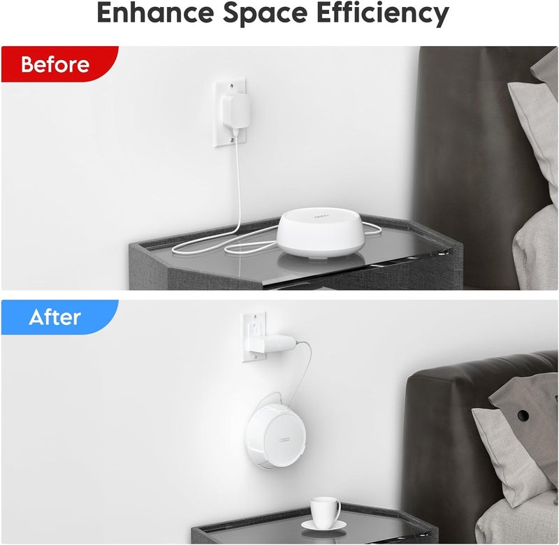 SURVADV Wall Mount Holder for TP-Link Deco BE23/BE25/BE3600/BE5000 WiFi 7 Mesh Wi-Fi System – Space-Saving Bracket with Hidden Cable Management, Secure & Stylish Design for Home and Office(White, 1-Pack) - Image 4